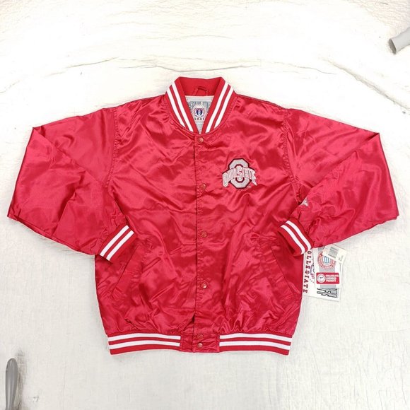 NWT Ohio State Buckeyes Satin Varsity Bomber Jacket Fits Mens Small To Medium - Picture 2 of 12